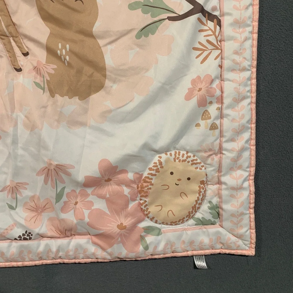 Pink‎ Woodland Animals Baby Quilt Play Mat Deer Fox Rabbit 31x40